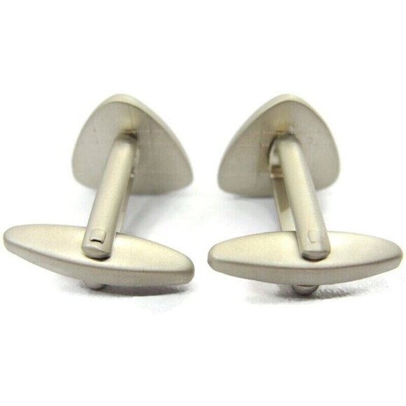 Puffed Triangle Cufflinks Grey Flat Silver Tone Shirt Accessories Wedding Vtg - Picture 9 of 9